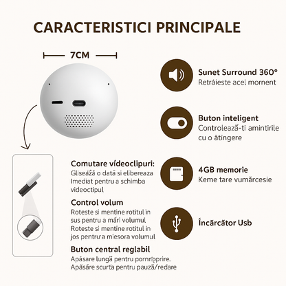 Glob LED video 360° personalizabil cu Wi‑Fi